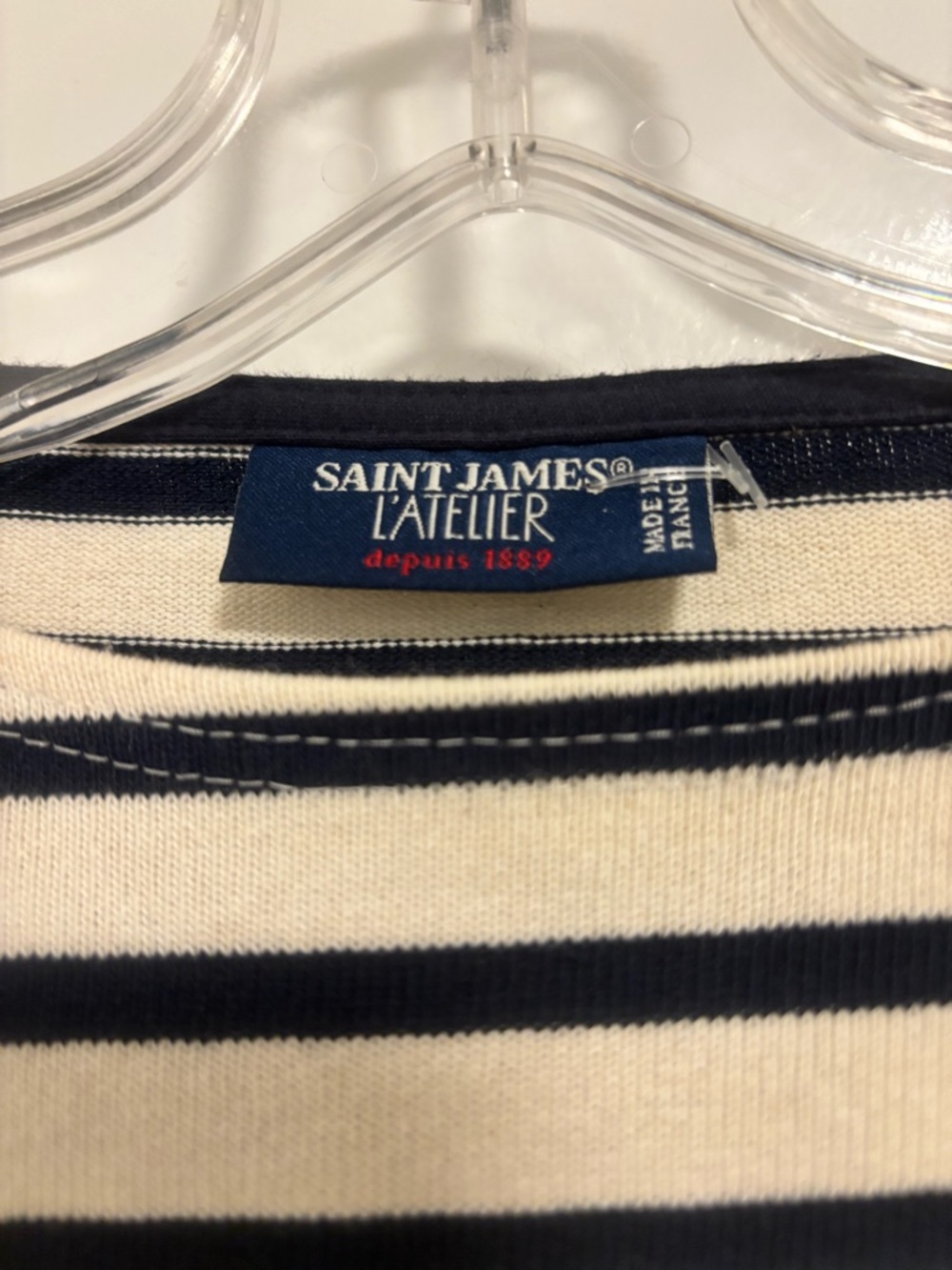 St. James Atelier Striped Long Sleeve Top with Red Heart Elbow Red Patches - Picture 3 of 12